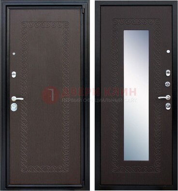 Темная стальная дверь с зеркалом ДЗ-20 в Тихвине
