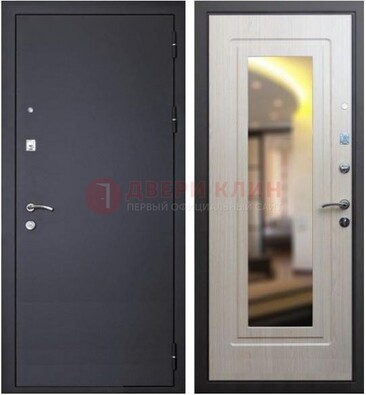 Черная металлическая дверь с зеркалом ДЗ-26 в Тихвине