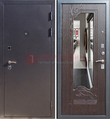 Черная входная дверь с зеркалом МДФ внутри ДЗ-29 в Тихвине