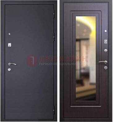 Черная железная дверь с зеркалом ДЗ-30 в Тихвине