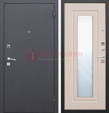Черная входная дверь с зеркалом МДФ внутри ДЗ-31 в Тихвине