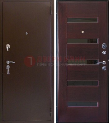 Темная железная дверь с зеркалом ДЗ-42 в Тихвине