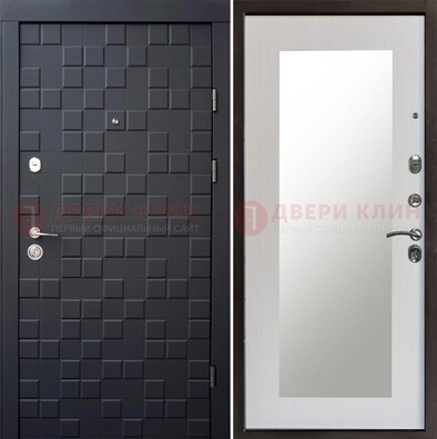 Черная стальная дверь МДФ и зеркалом ДЗ-50 в Тихвине