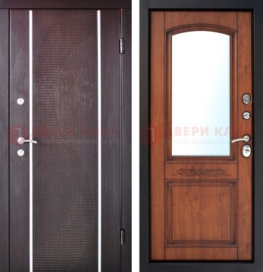 Входная дверь с МДФ и МДФ внутри с зеркалом ДЗ-88 в Тихвине