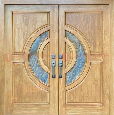 Двухстворчатая металлическая дверь с витражом ВЖ-11 в Тихвине