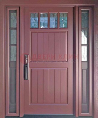 Входная дверь с массивом с фрамугами и витражом ВЖ-19 в Тихвине